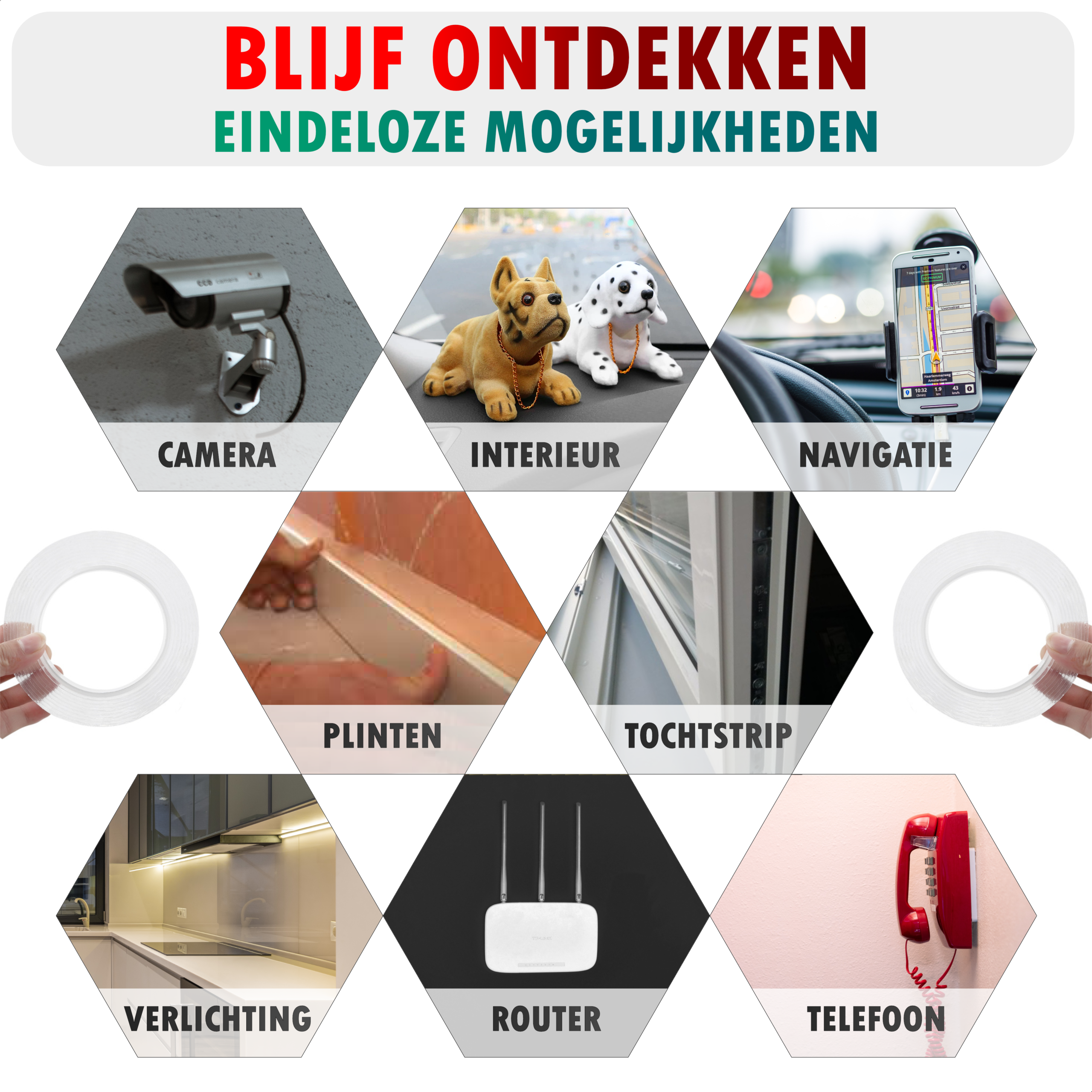 Dubbelzijdig Tape Extra Sterk 10m x 15mm - TENTA Mesh Power - Afbeelding 7