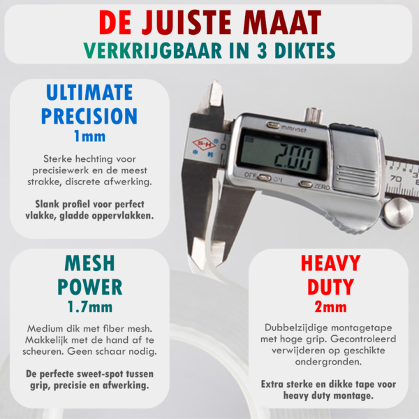 Dubbelzijdig Tape Extra Sterk 10m x 15mm - TENTA Mesh Power