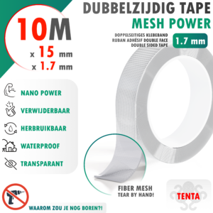 Dubbelzijdig tape Mesh Power 1,7 mm van TENTA op een rol